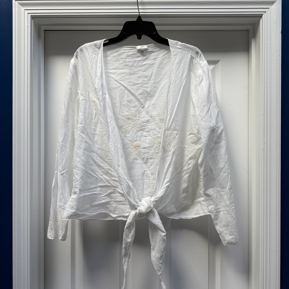 J. Jill Cream Embroidered Blouse